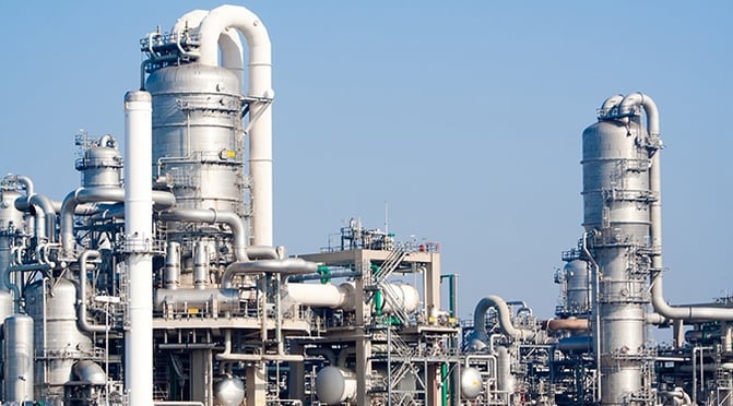 A petrochemical plant where heat exchangers are commonly used